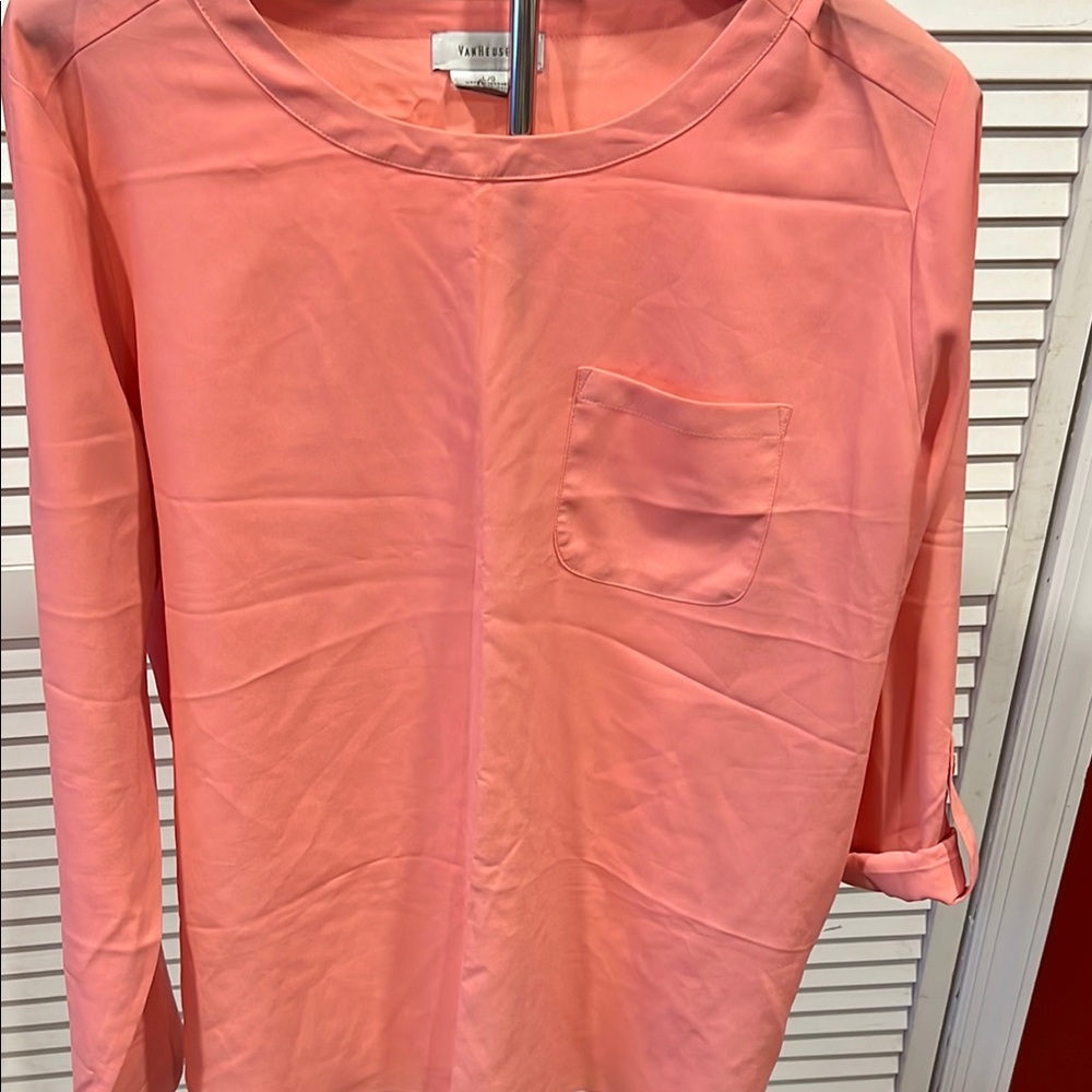 Van Heusen Coral or Mint Green 3/4 Sleeve or Long Sleeve Blouse